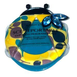 Bath & Body Works Scentportable Air Freshener Clip Ladybug Yellow Teal blue gems